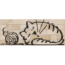 Parement mural briquettes original motif chat Marlon Nuney Beige Arena 20x50cm - 4 pièces 