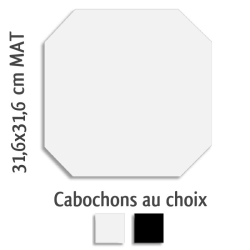 Carrelage octogonal 31.6x31.6 blanc mat et cabochons MONOCOLOR ALASKA - 1 m² 
