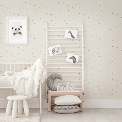 Papier peint design auto adhésif enfance pois multicolores DOTS BEIGE 65x110cm - vendu par 2 lés 
