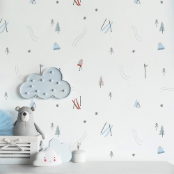 Papier peint design auto adhésif enfance A DAY IN THE SNOW 65x260cm - vendu par 2 lés 