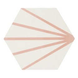 Tomette blanche à rayure rose motif dandelion MERAKI LINE ROSA 19.8x22.8 cm - 0.84m² Bestile