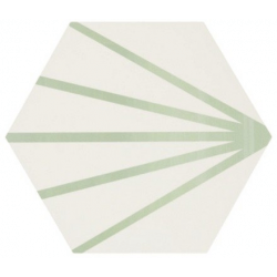 Tomette blanche à rayure verte motif dandelion MERAKI LINE VERDE 19.8x22.8 cm - 0.84m² 