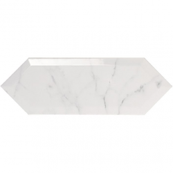 Faience navette biseautée blanc marbré brillant 10x30 PICKET BEVELED CARRARA - 1m² 