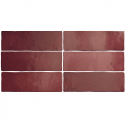 Faience dénuancée bordeaux 6.5x20 cm MAGMA BURGUNDY 24967 - 0.5m² Equipe