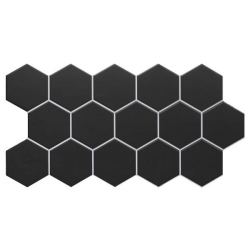 Carrelage tomette noire mate effet joint blanc 26.5x51 cm HEX BLACK - 0.95m² Ribesalbes