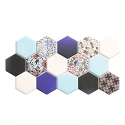 Carrelage tomette décorée style ciment bleu 26.5x51 cm HEX NOUVEAU BLUE - 0.95m² 