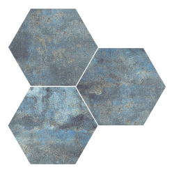Lot de 11.22m² - Carrelage hexagonal effet rouille bleu ALCHEMY BLUE NAT 25x30 cm - R10 - 0.935m² 